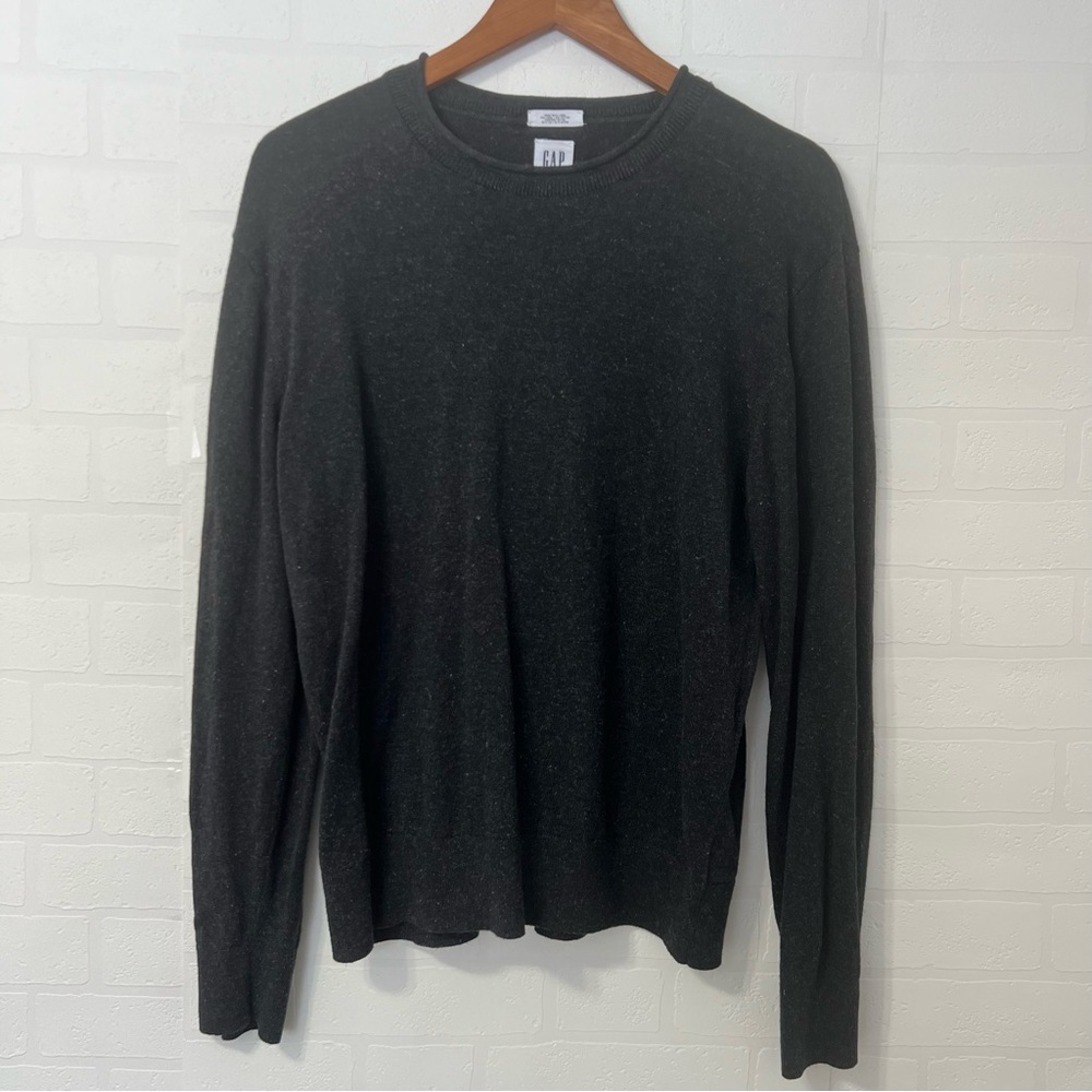 GAP Moonless Night Cotton Linen Minimalist Contemporary Charcoal Knit Sweater M - Picture 14 of 14